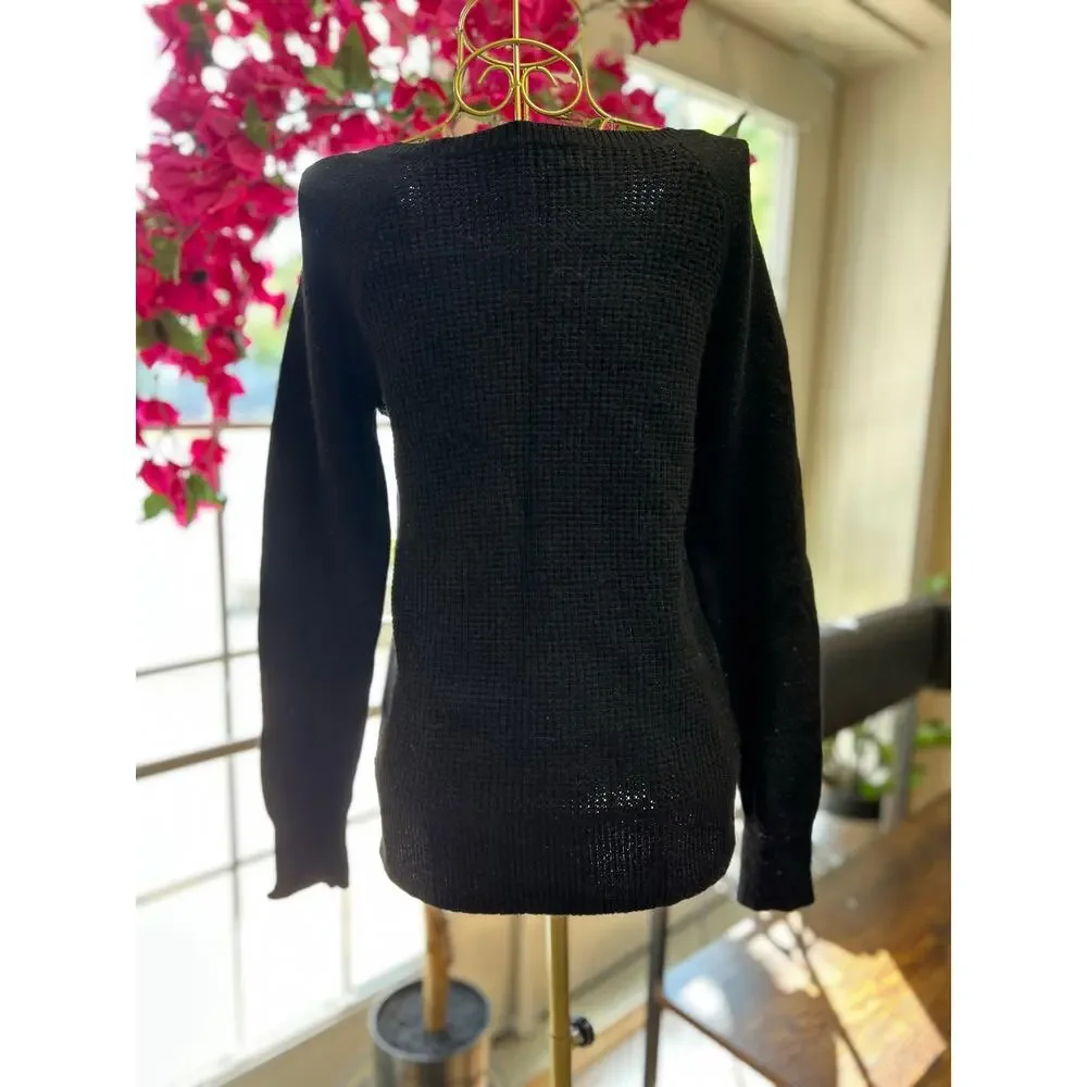 J. Crew Women's Black Waffle Style Sweater Size Small